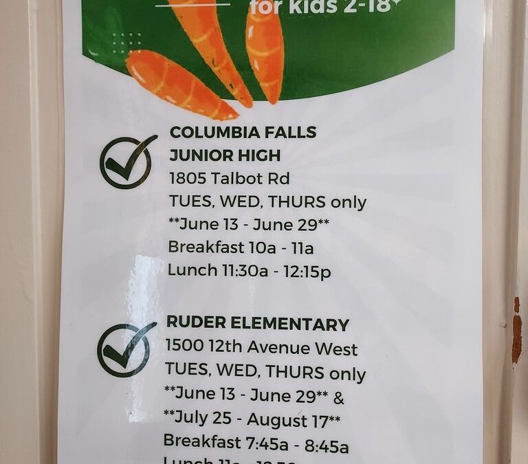 Heads up, Flathead Valley!  Free Meals For Kids 2-18