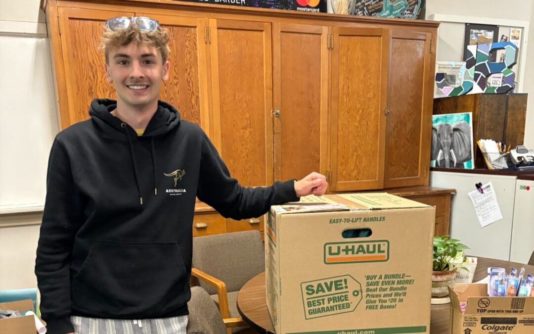 This week, Tucker visited Linderman Education Center to drop off hygiene care kits.